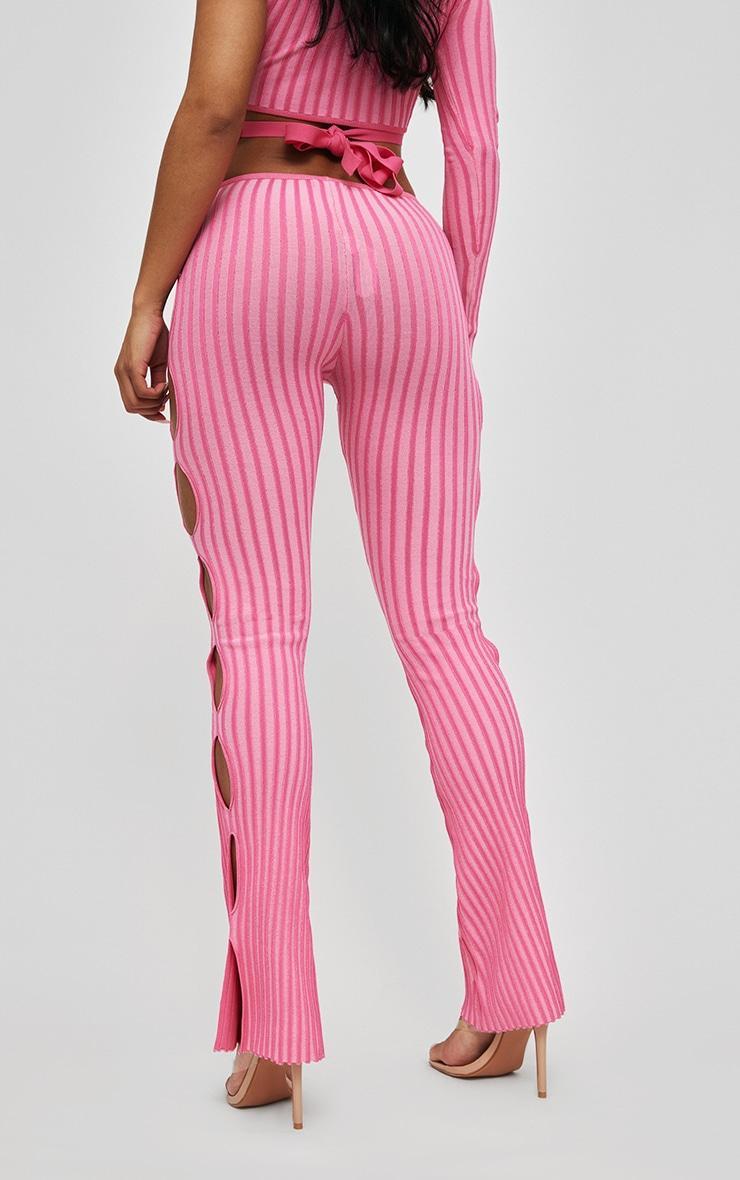 Pink Two Tone Knit Cut Out Side Leggings Product Image