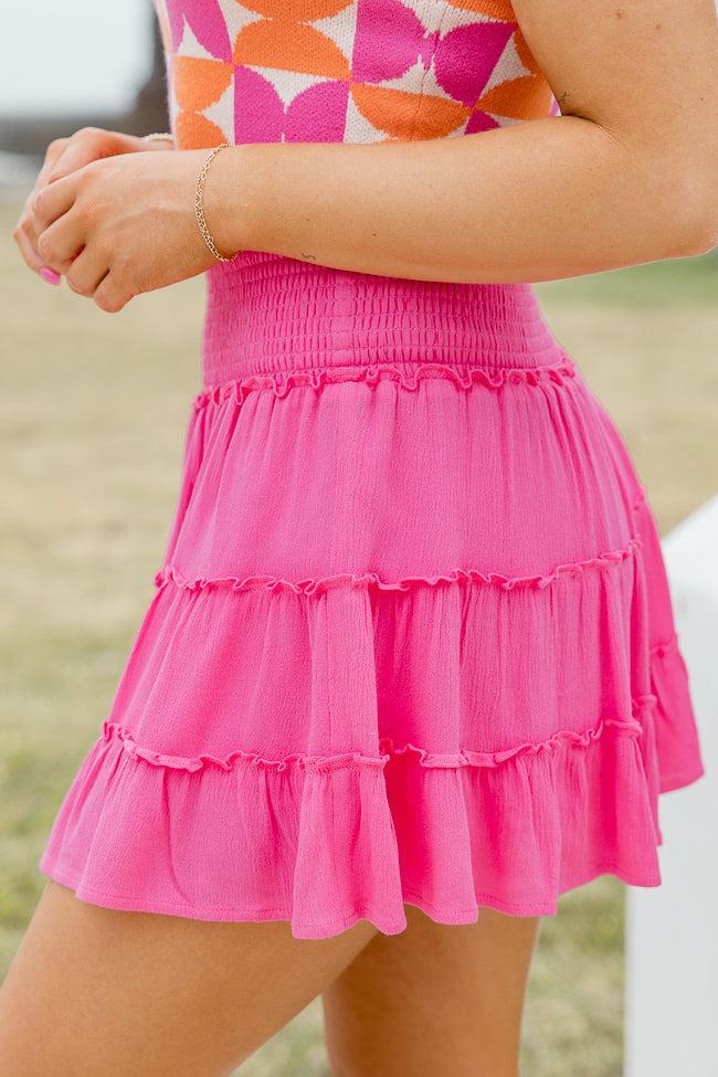 Through The Garden Pink Solid Mini Skort FINAL SALE Product Image