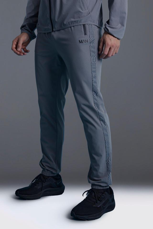 Mens Grey Man Active Skinny Geo Print Jogger, Grey Product Image