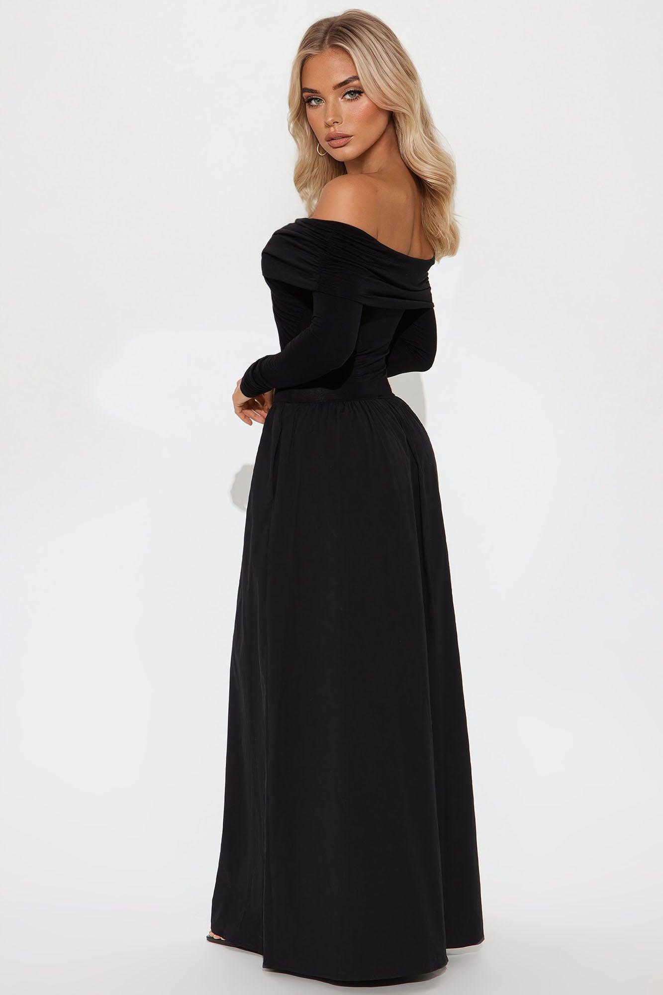 Maria Long Sleeve Maxi Dress - Black Product Image