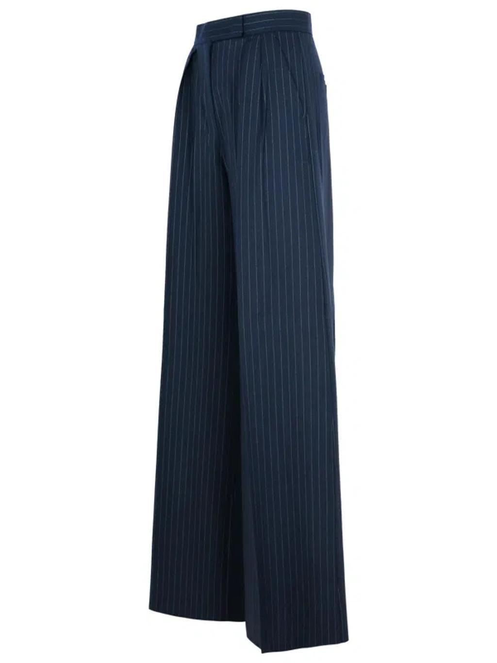 MAX MARA 'bacca1234' Blue Virgin Wool Pants Women Product Image