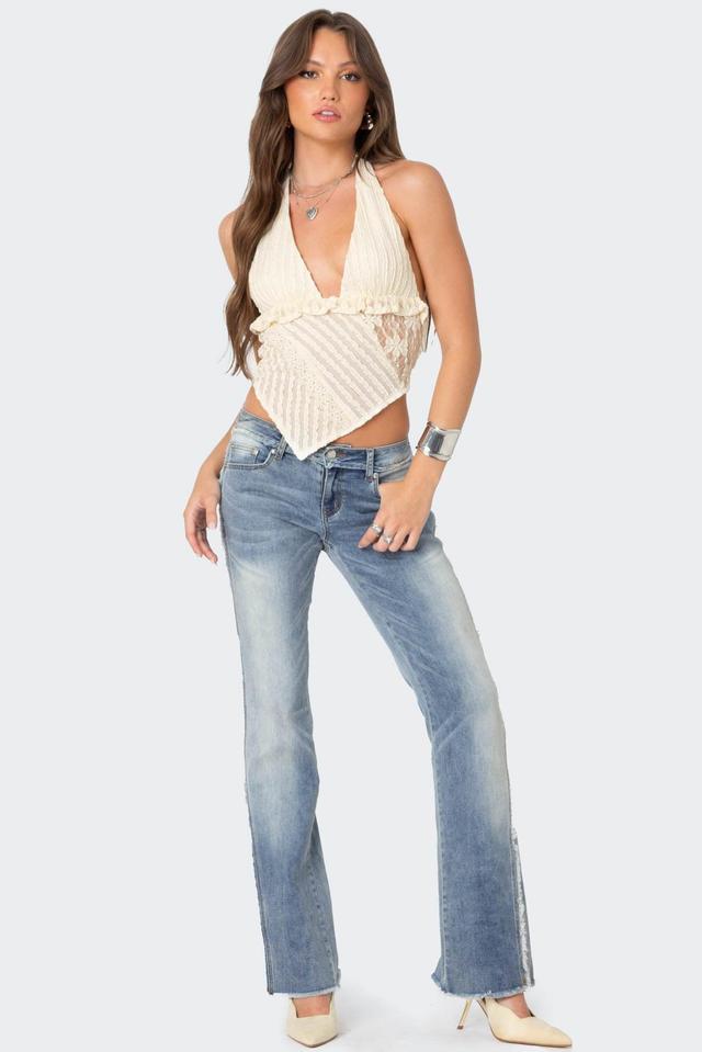 Frayed Seam Washed Flare Jeans Product Image