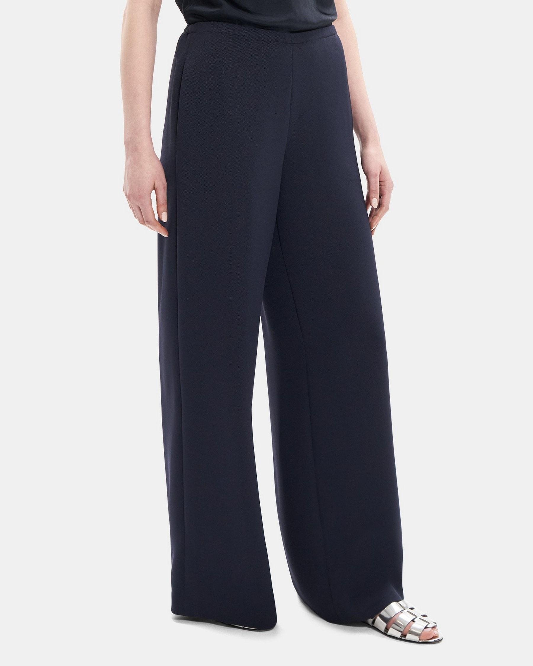 Wide-Leg Pull-On Pant in Oxford Crepe Product Image