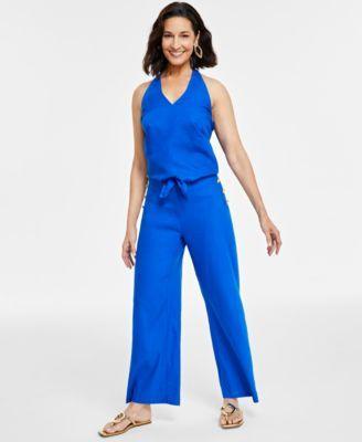 Women's Button-Trim Wide-Leg Pants, Created for Macy's Product Image