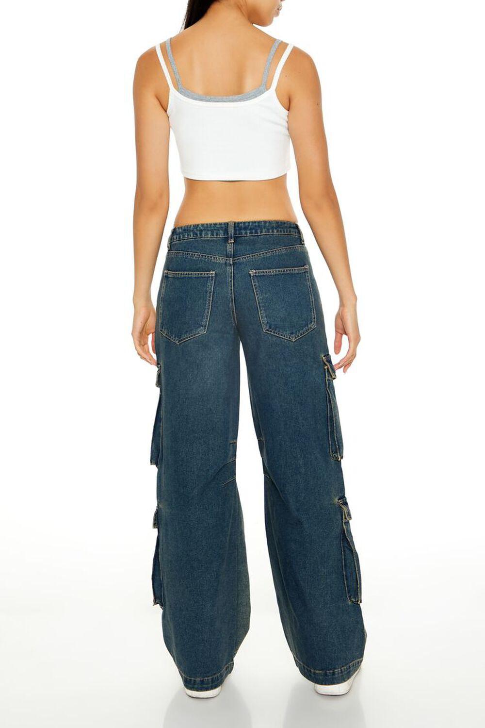 Mid-Rise Wide-Leg Cargo Jeans | Forever 21 Product Image