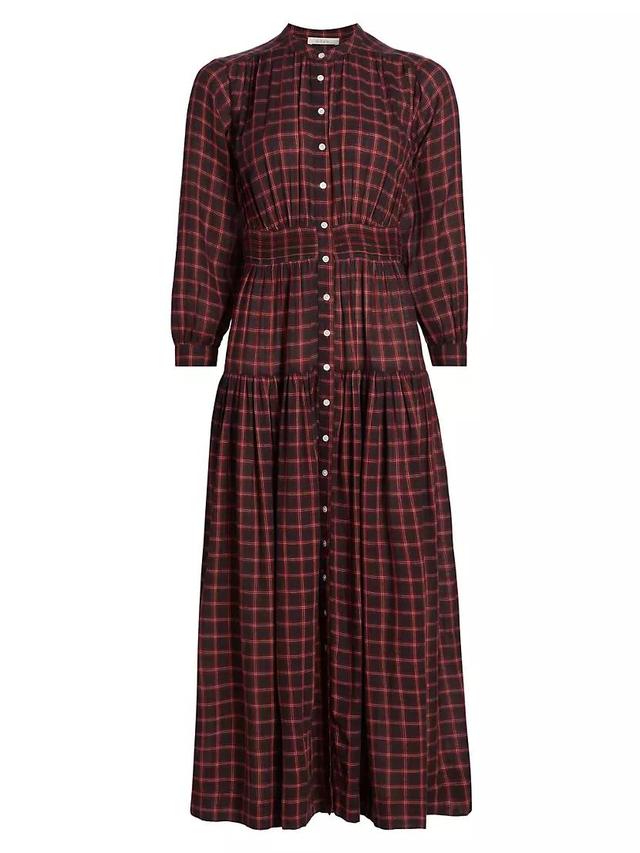 Annika Plaid Cotton Midi-Dress Product Image