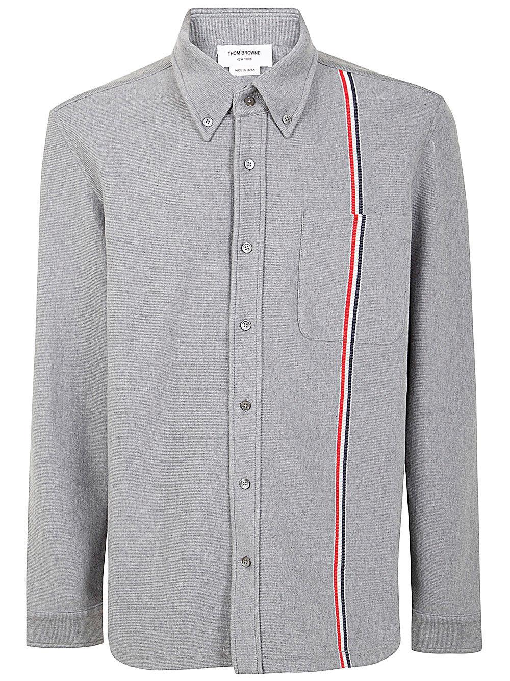 THOM BROWNE Shirt Jacket In Double Face Knit Eng Rwb Stripe In Grey Product Image