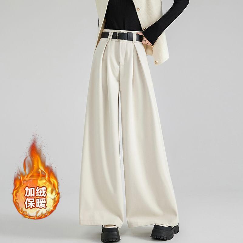 High Waist Plain Wide Leg Pants Product Image