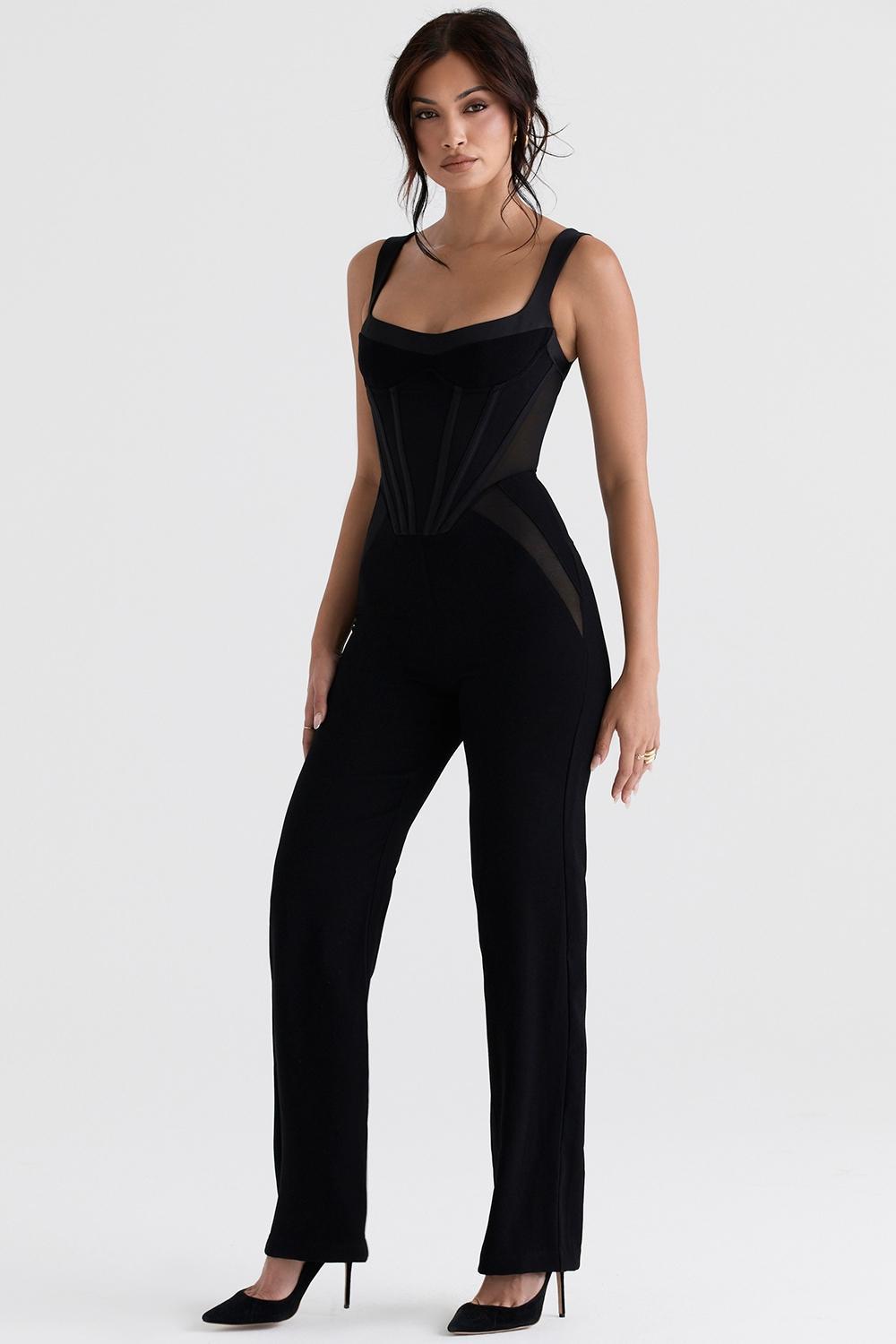 Mylene Black Corset Jumpsuit - SALE Product Image