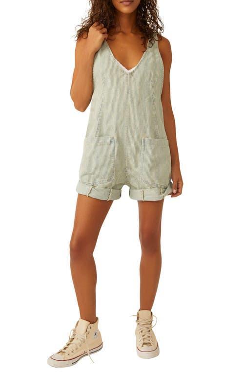 Free People High Roller Railroad Stripe Cotton Short Overalls Product Image