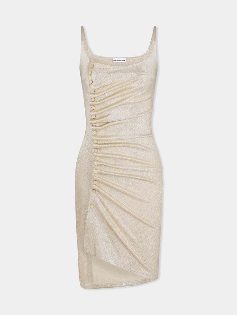 Gold sleeveless drapé pression mini dress Product Image