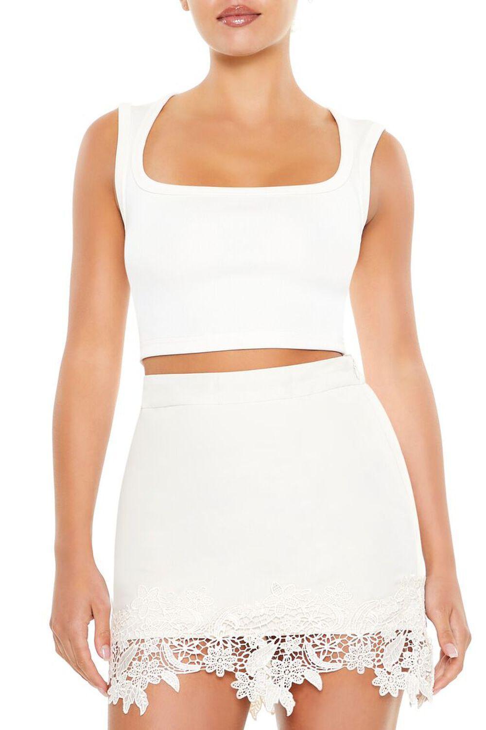 Floral Lace-Trim Mini Skirt | Forever 21 Product Image