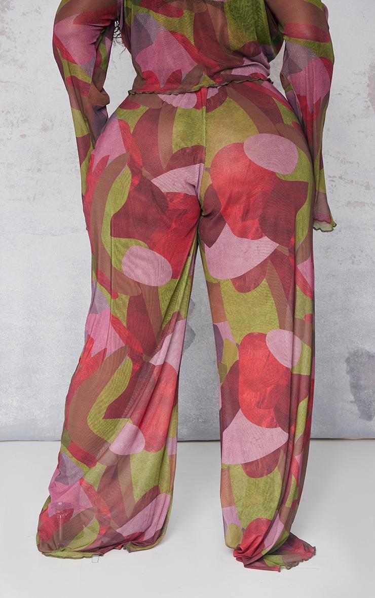  Plus Multi Print Mesh Wide Leg Pants Product Image