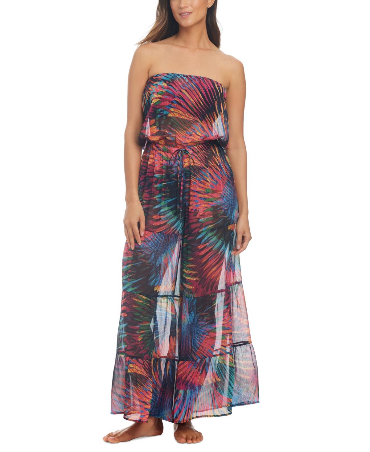 Bleu by Rod Beattie Womens Printed Tiered Cover-Up Jumpsuit Product Image