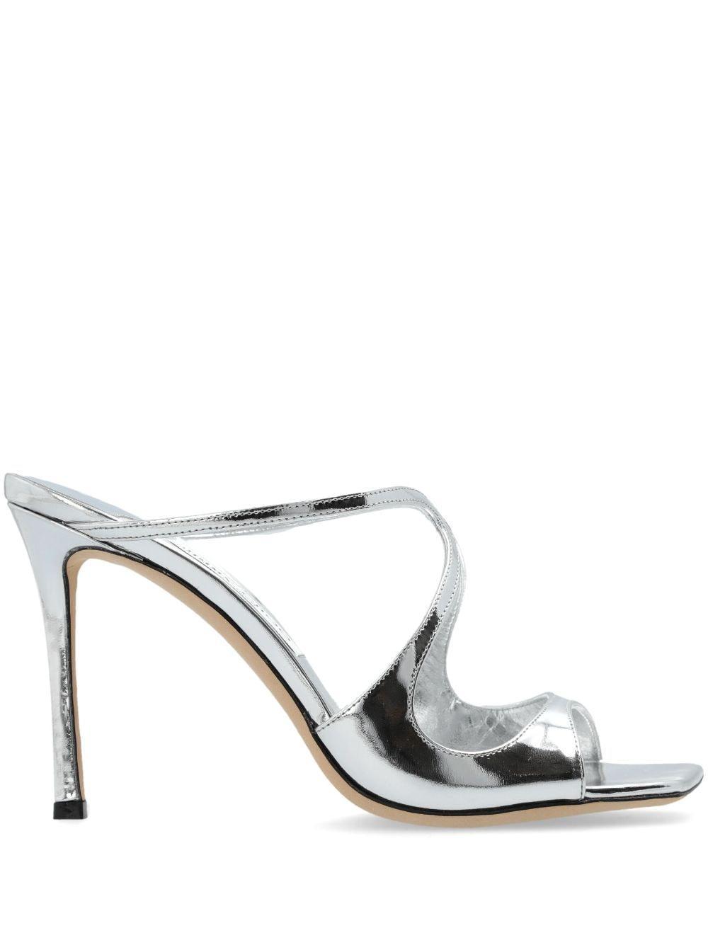 95mm Anise Metallic Leather Mules In Silver Product Image