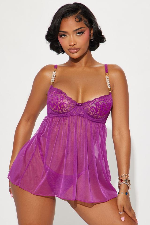 Serenade Me Lace Pearl Babydoll - Purple Product Image