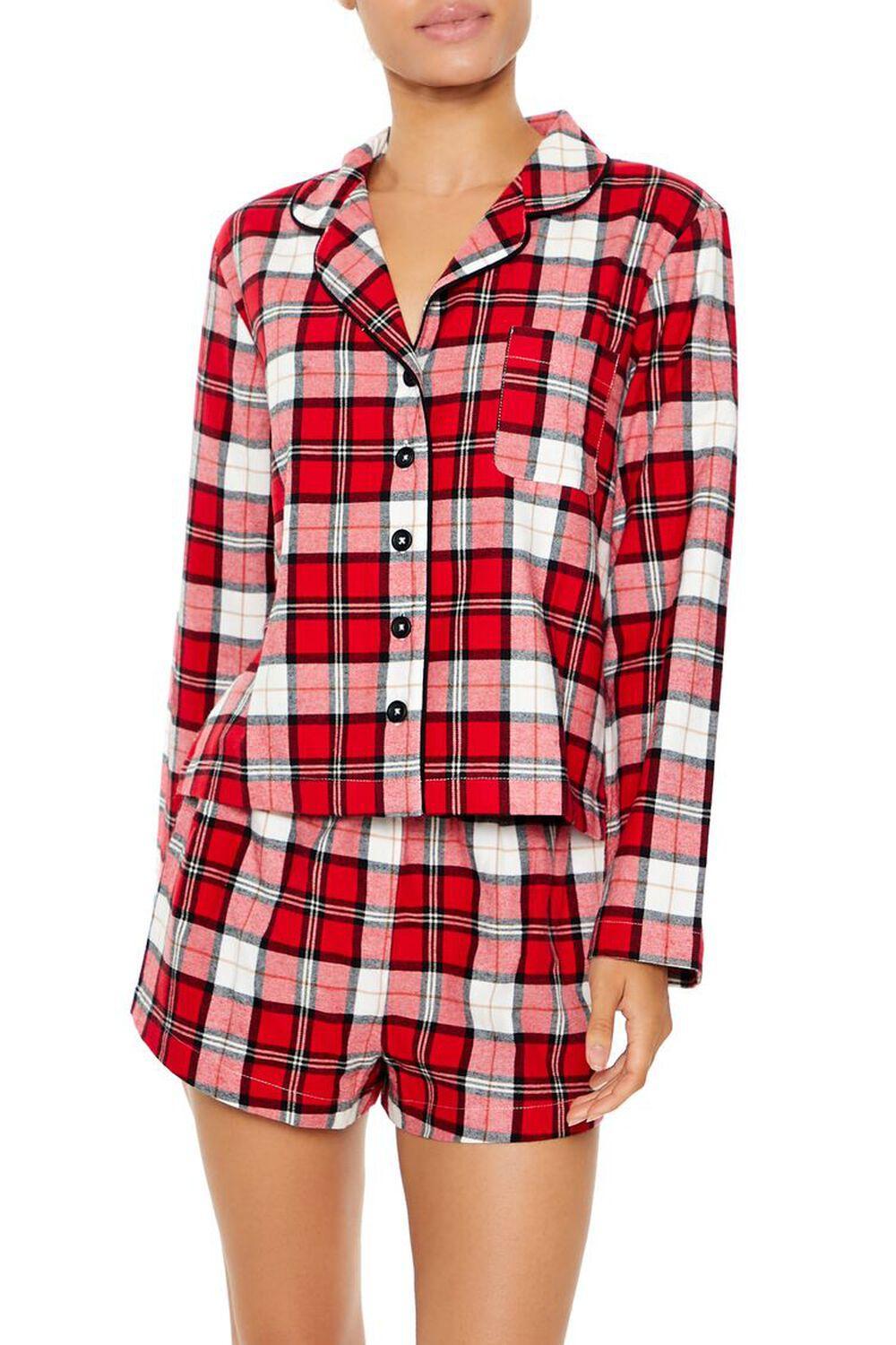 Plaid Shirt & Shorts Pajama Set | Forever 21 Product Image