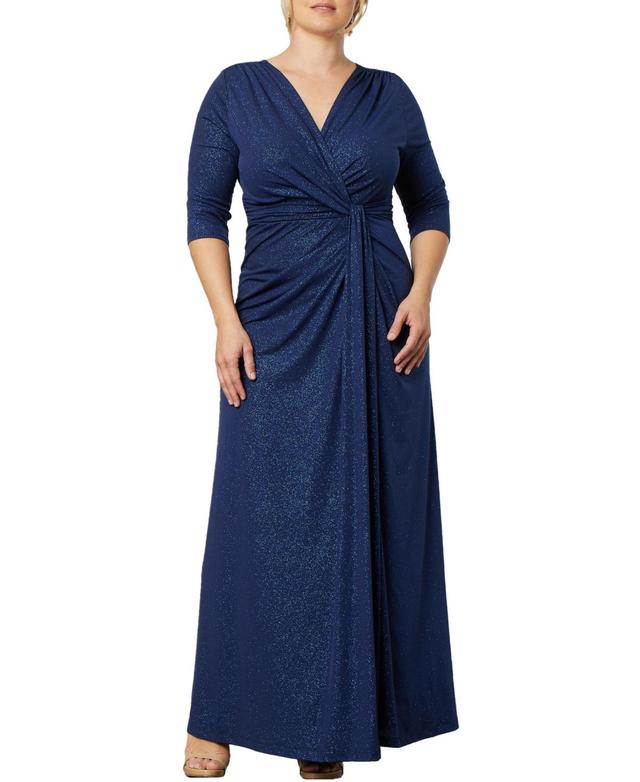 Womens Plus Size Romanced By Moonlight Jersey Wrap-Effect Gown Product Image