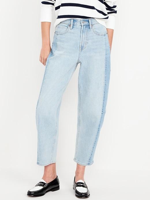 High-Waisted Barrel Ankle Jeans Product Image