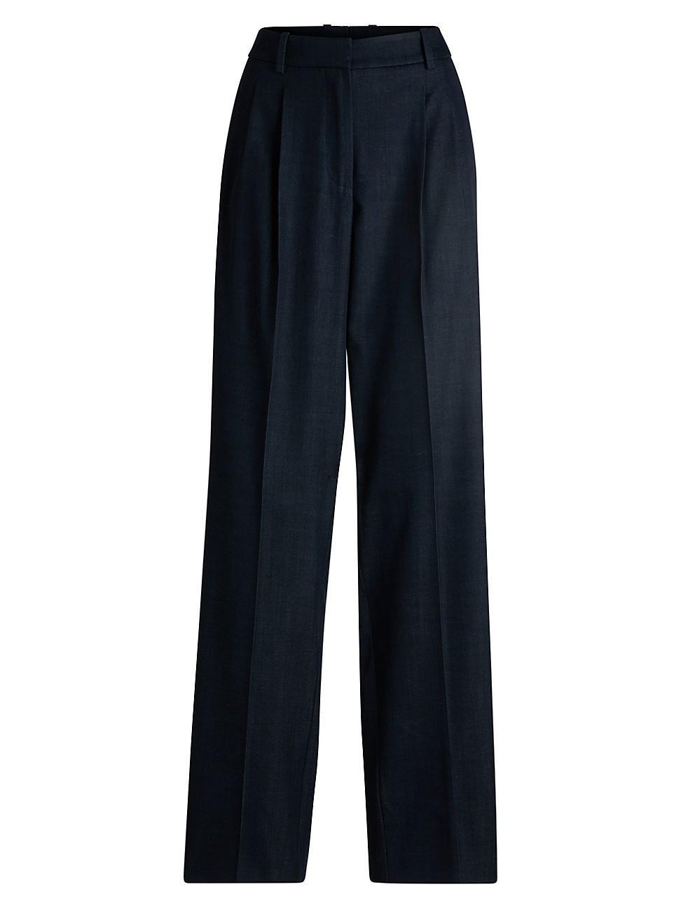 Womens Regular-Fit Trousers in Denim-Effect Twill Product Image