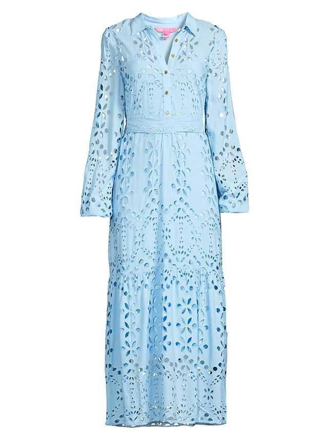 Womens Zia Eyelet-Embroidered Maxi Dress Product Image