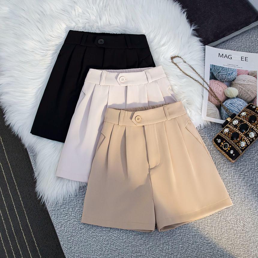 High Waist Plain Dress Shorts Product Image