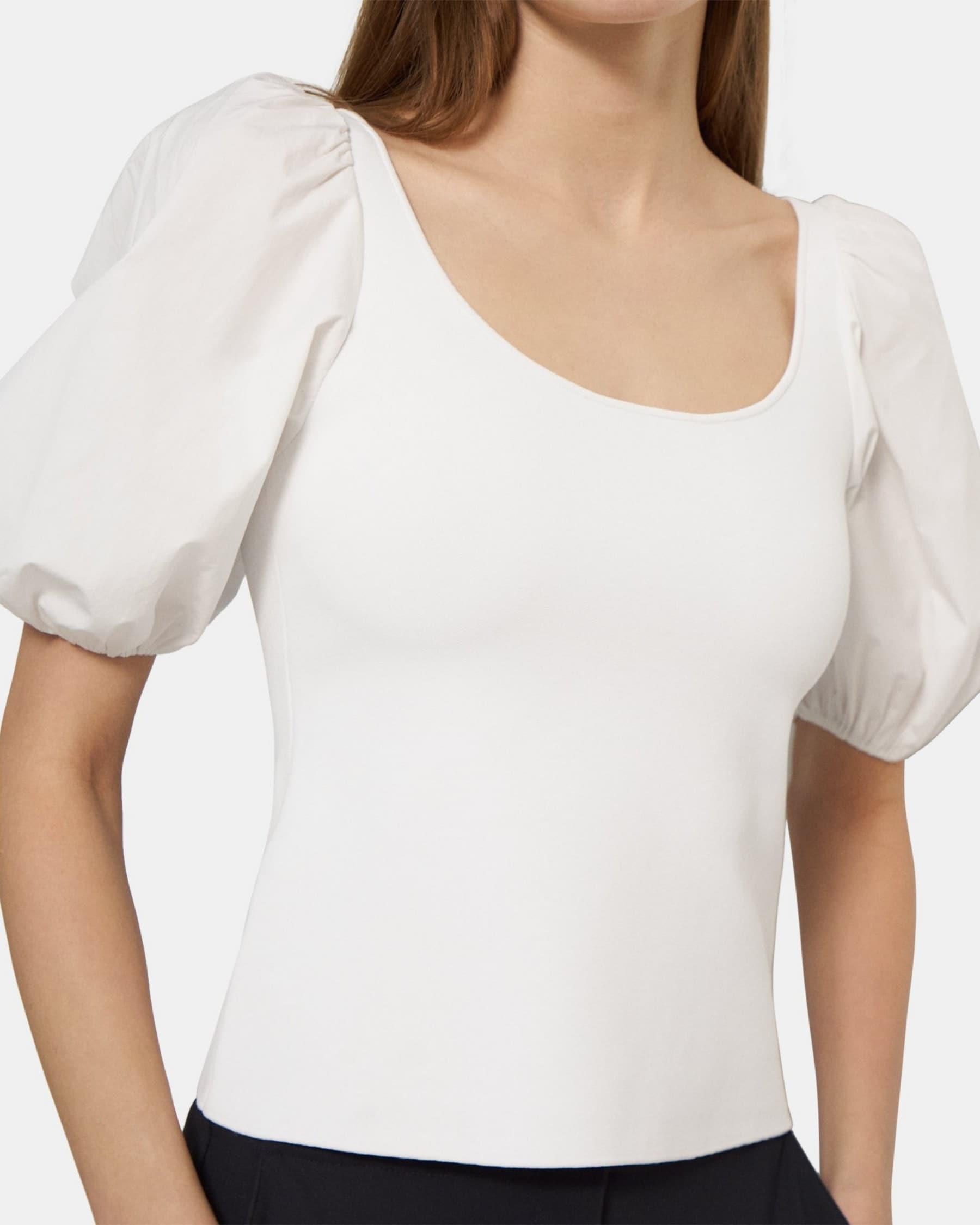 Puff Sleeve Top in Stretch Knit Product Image