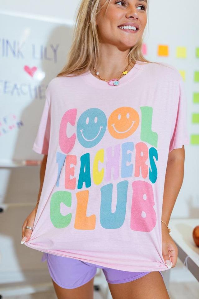 Cool Teachers Club Light Pink Oversized Graphic Tee Product Image