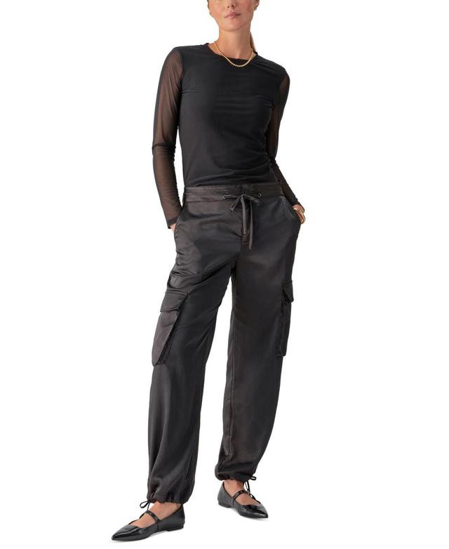 Sanctuary Womens Eve Semi-High-Rise Satin Cargo Pants Product Image