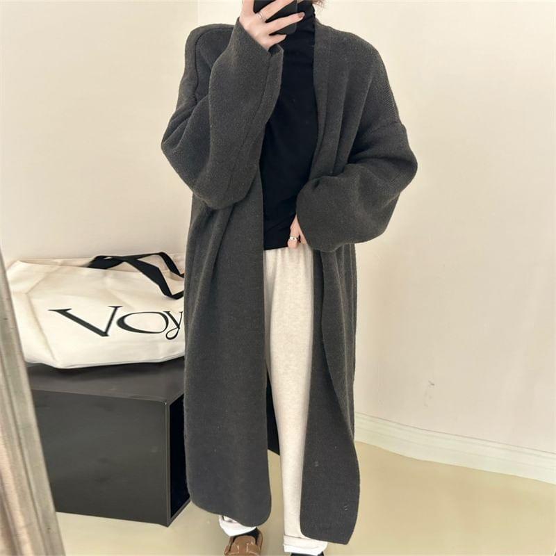 Plain Midi Open Front Cardigan Product Image