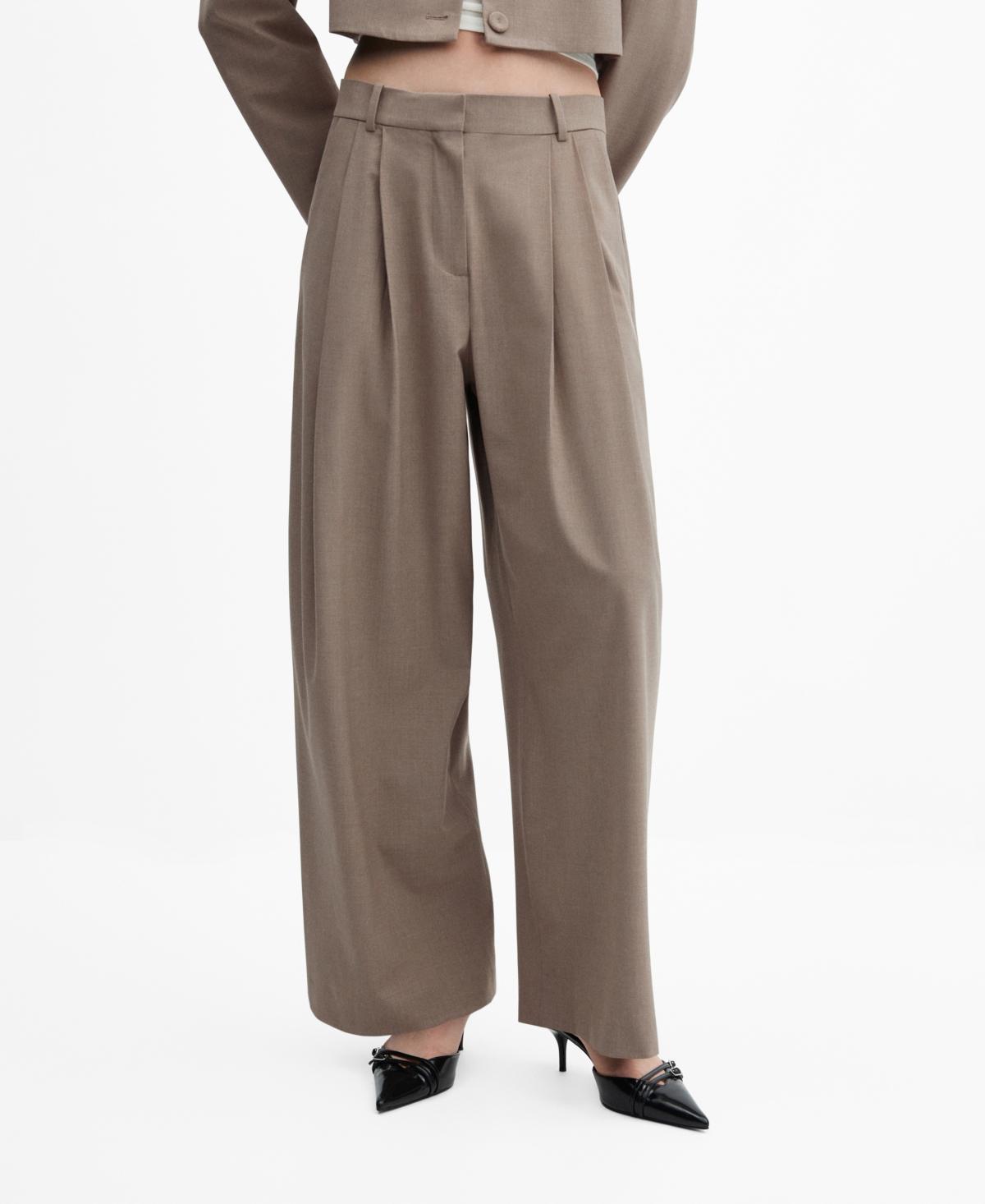 Mango Womens Wide leg Pleated Pants Product Image