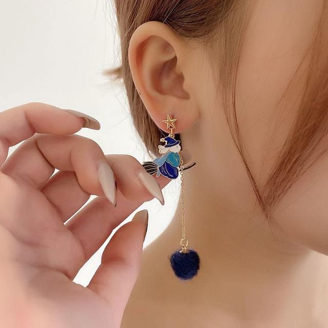 Rabbit Mushroom Asymmetrical Drop Earring / Clip-On Earring Product Image