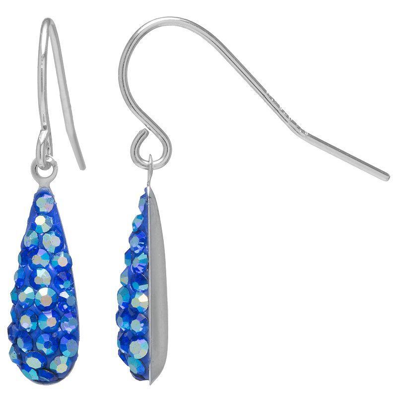 Main and Sterling Sterling Silver Crystal Tear Drop Earrings, Womens, Blue Product Image