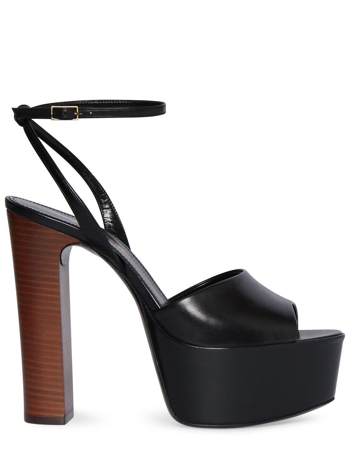 125mm Jodie Leather Platform Sandals In Black Product Image