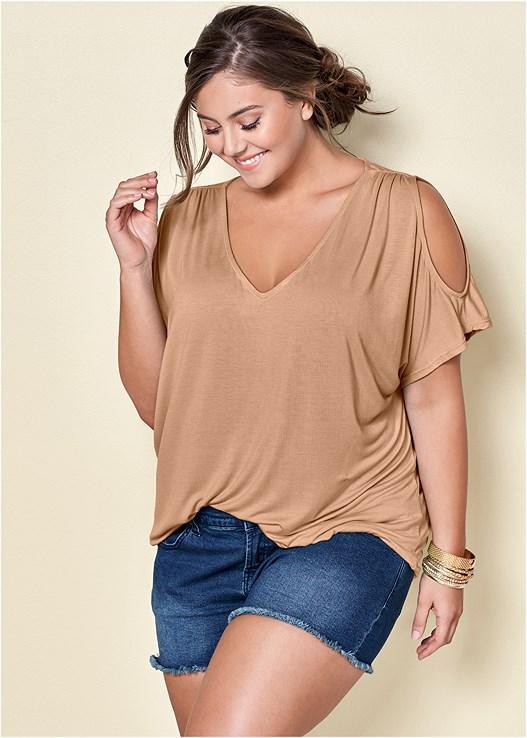 Cold-Shoulder V-Neck Top Product Image