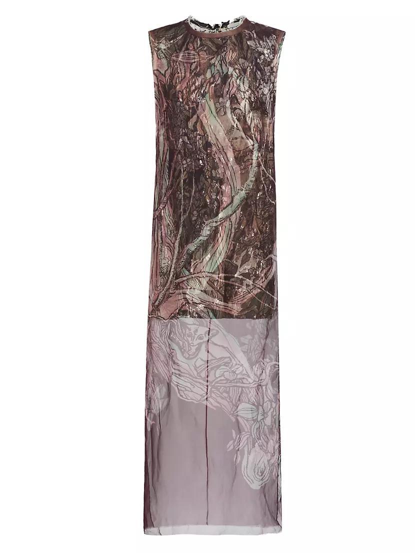 Printed Organza Sheer Sheath Dress Product Image