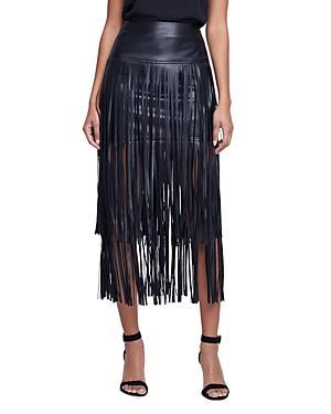 Womens Karolina Fringe Vegan Leather Skirt Product Image