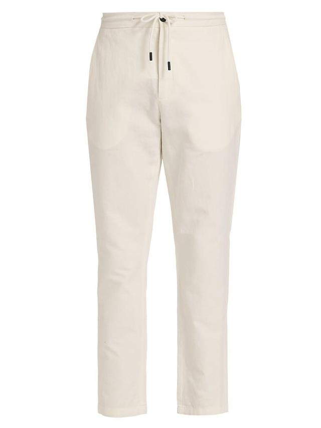 Mens Slim-Fit Linen & Cotton Cropped Pants Product Image