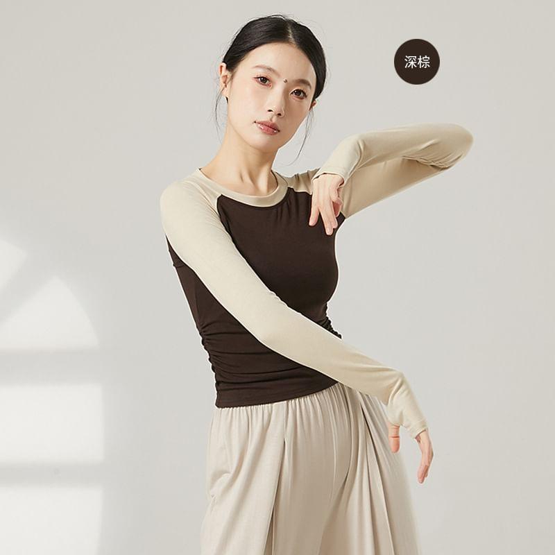 Long-Sleeve Crewneck Raglan Thumbhole Dancing Top Product Image