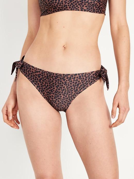 Mid-Rise Side-Tie Bikini Swim Bottoms Product Image