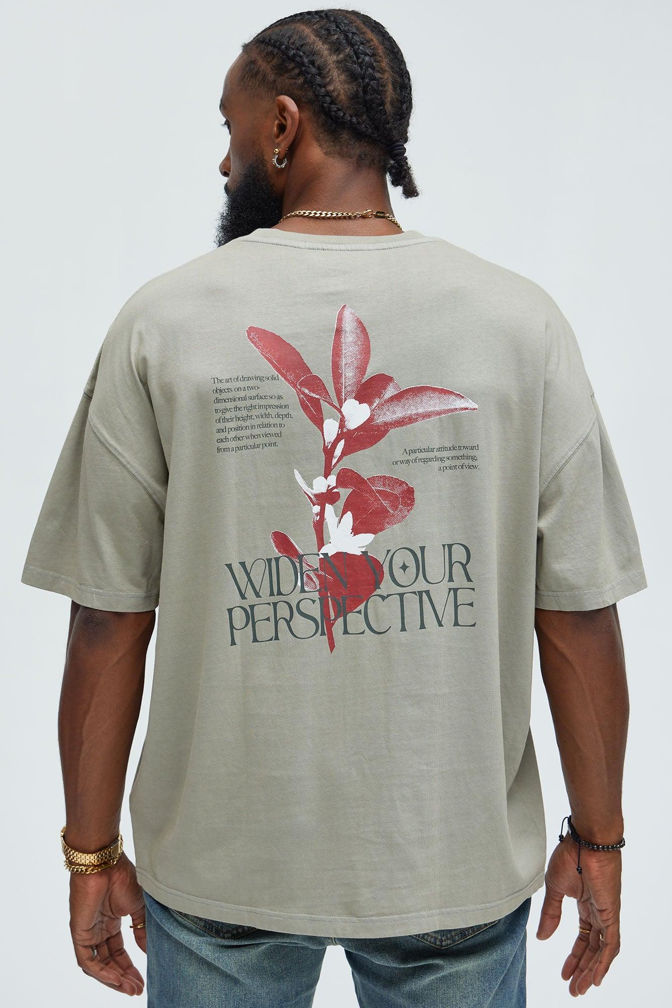 Widen Your Perspective Oversized Short Sleeve Tee - Grey Product Image