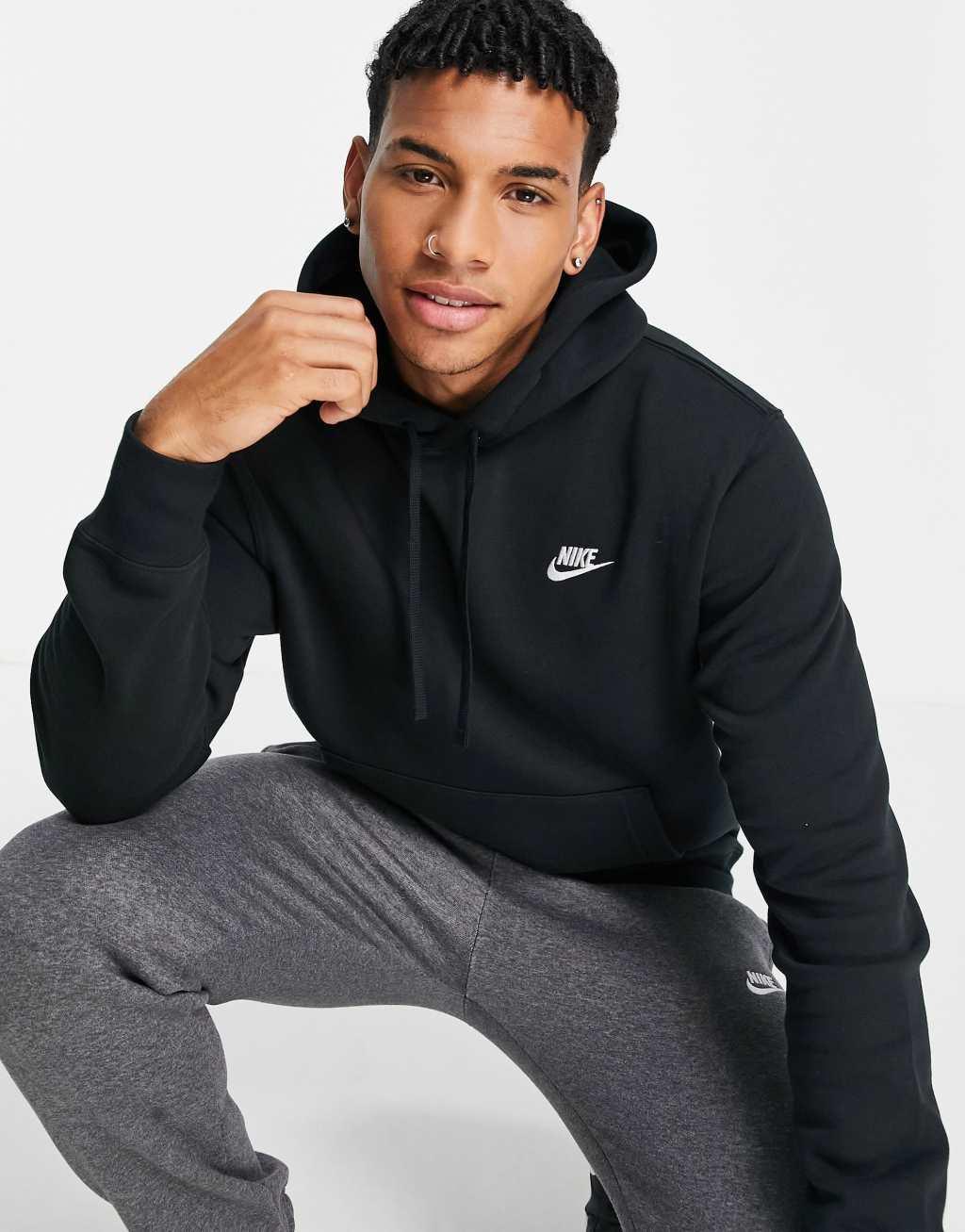 Nike Mens Nike Club Pullover Hoodie - Mens White/Black Product Image