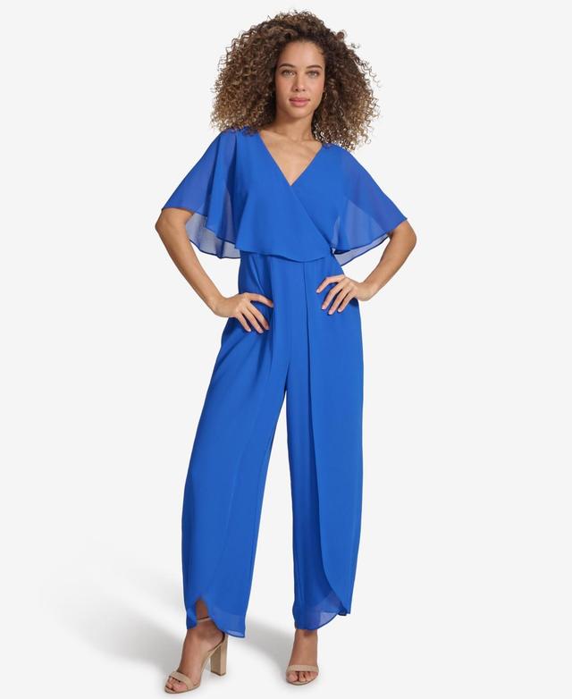 kensie Womens Flutter-Sleeve Jumpsuit Product Image