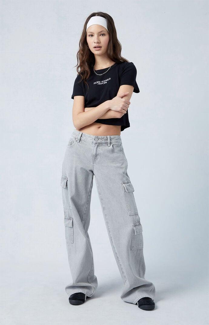 PacSun Womens Eco Light Low Rise Baggy Cargo Jeans Product Image