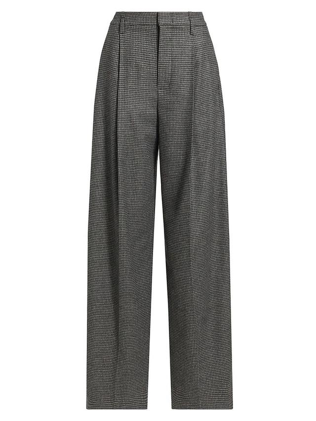 Womens Check Wool-Blend Wide Leg Pants Product Image