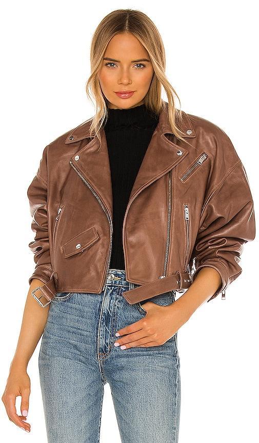 Womens Dylan Leather Biker Jacket Product Image