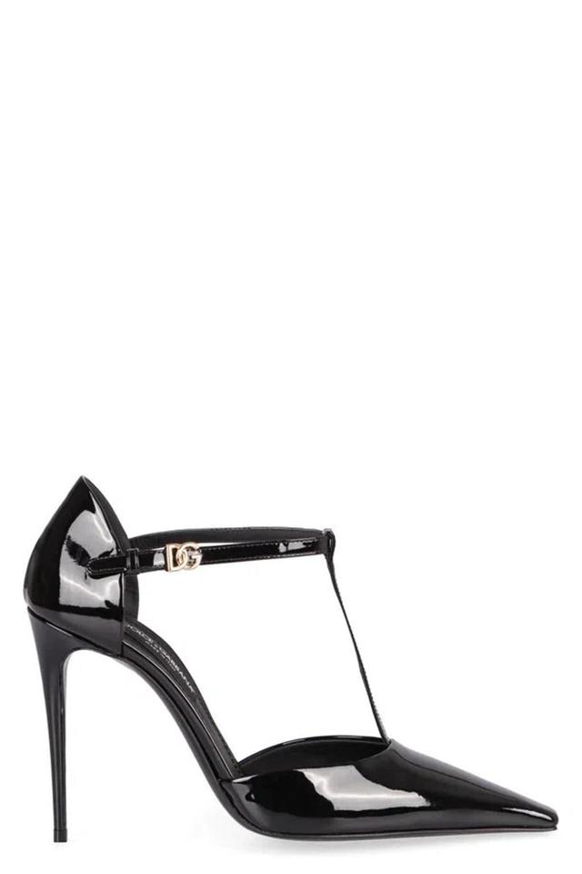 DOLCE & GABBANA T-bar Patent Leather Pumps In Black Product Image