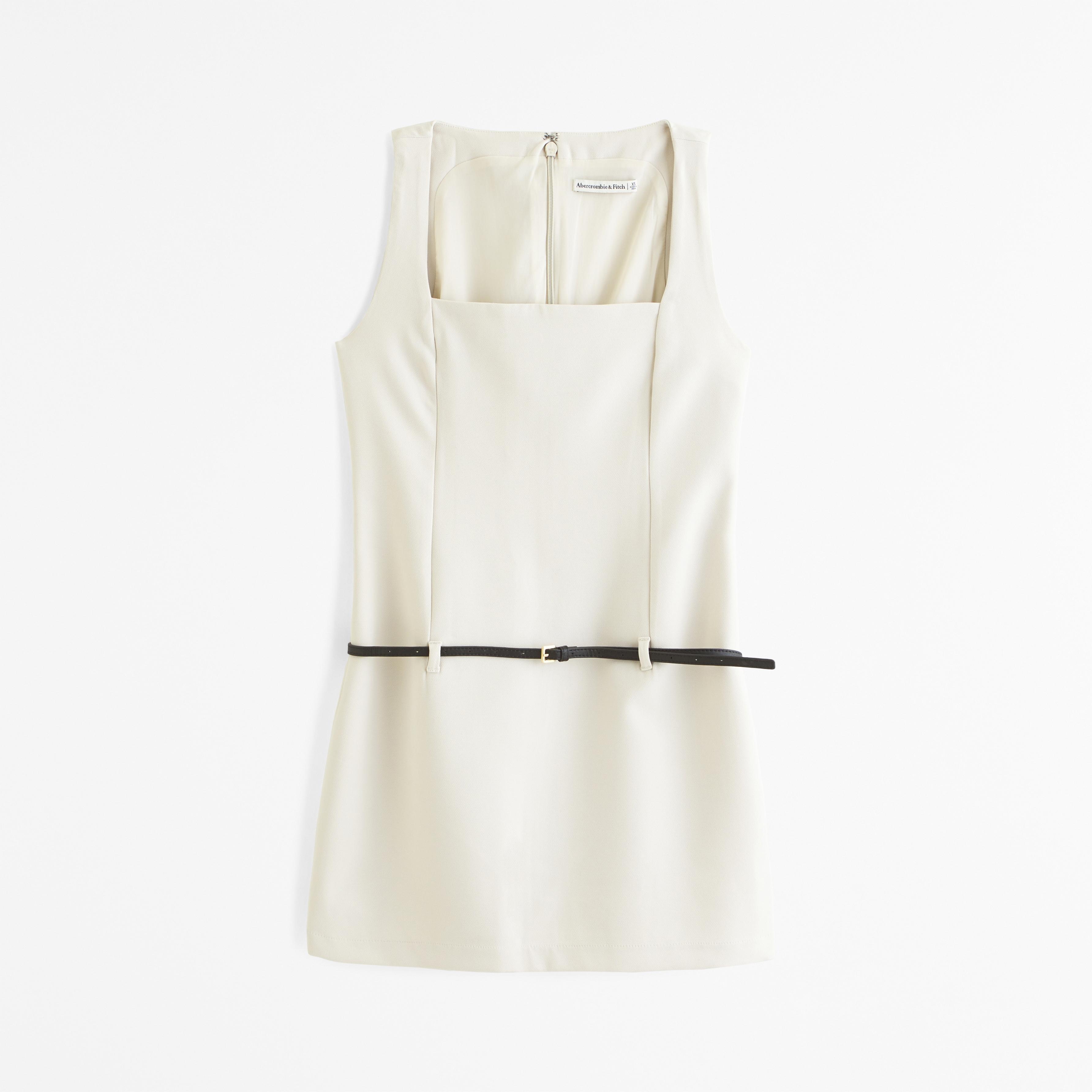 Squareneck Belted Mini Dress Product Image