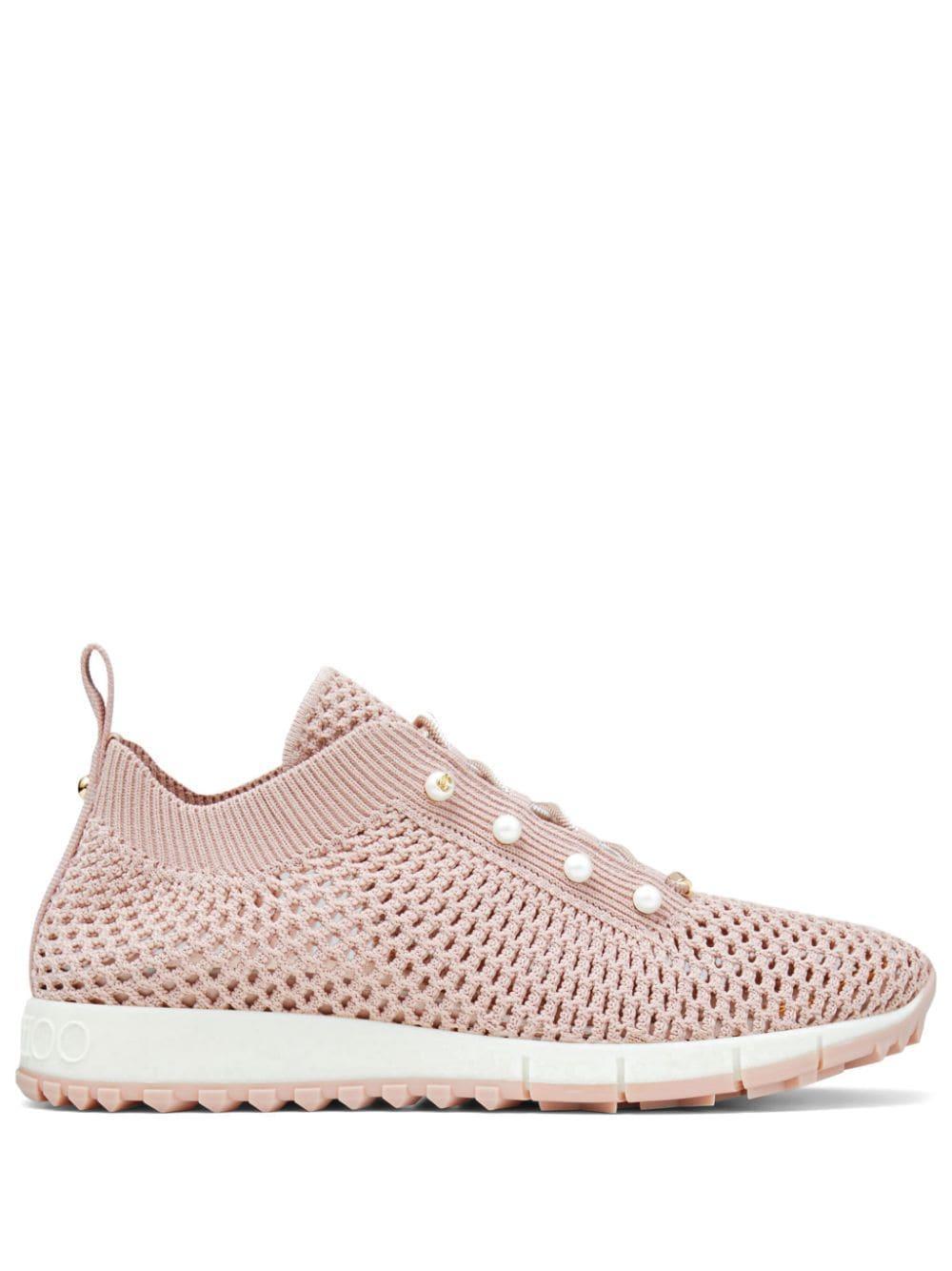 Women's Veles Faux Pearl-embellished Crocheted Sneakers In Macaron Product Image