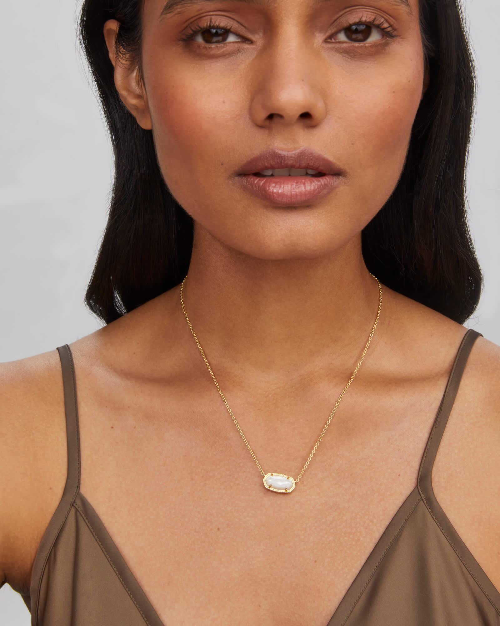 Elisa Gold Pendant Necklace in Ivory Mother-of-Pearl Product Image